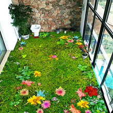 Custom 3D Floor Murals Flowers Grass Lawn Living Room Bedroom Balcony Waterproof Self-adhesive Floor Decor Mural PVC Wallpaper 2024 - buy cheap