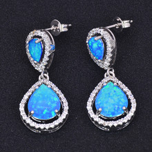 Pendientes de ópalo de fuego fino azul/blanco de moda al por mayor y al por menor, joyería de plata esterlina 925 EMT16041701 2024 - compra barato