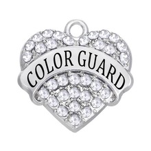 DOUBLE NOSE (50 pieces/lot) Top Selling Alloy Material Rhodium Plated Clear Crystal Pave Heart Color Guard Charm 2024 - buy cheap