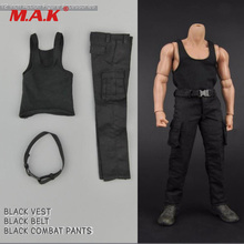 1/6 Male Soldier Clothes Set Black Vest & Combat Pants Trousers for 12 inches Tough Guy  Action Figure Body 2024 - buy cheap