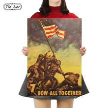 TIE LER, поднимающий флаг на Iwo Jima, ретро постер из крафт-бумаги, интерьер, бар, кафе, декоративная картина, наклейка на стену 2024 - купить недорого