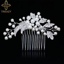 TREAZY Wedding Simulated Pearl Crystal Flower Bridal Hair Combs Hairpins Headpiece Bride Hair Jewelry Wedding Hair Accessories 2024 - buy cheap