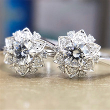 Anillos creativos de flores de plata 925 para mujer, sortija de dedo de circonita aaa para aniversario de boda, joyería femenina, envío directo 2024 - compra barato