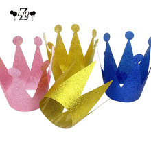 Zljq-6 peças com glitter, coroa de príncipe, princesa, chapéu para festa de aniversário infantil, meninos, meninas, chá de bebê, comemoração, dourado, rosa 2024 - compre barato