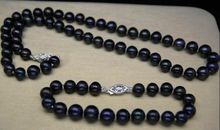 Hot Cultured 7-8MM AA black pearl Necklace18'' Bracelet 7.5'' 2024 - buy cheap