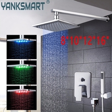 Yanksmart-chuveiro cascata de cabeça de led, conjunto com manual e spray, 8, 10, 12 e 16 polegadas, painel de parede, chuveiro de parede 2024 - compre barato
