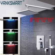 Yanksmart Waterfall Bath Shower 8" 10" 12" 16"New Bathroom LED Rainfall Panel Wall Mounted Message Shower Set With Hand Spray 2024 - buy cheap