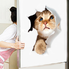 Cats 3D Wall Sticker Toilet Stickers Hole View Vivid Dogs Bathroom Home Decoration Animal Vinyl Decals Art Sticker Wall Poster 2024 - buy cheap