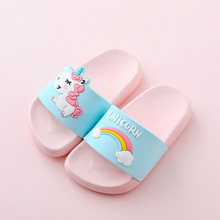 Summer Children's Slippers For Boys Girls Unicorn Slippers PVC Soft Bottom Non-slip Beach Shoes Kids Rainbow Bathroom Flip Flops 2024 - buy cheap