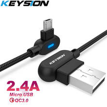 KEYSION L-Type Micro USB кабель для Xiaomi Redmi Note 5 Pro 4 Реверсивный Micro USB кабель для зарядки и передачи данных для Samsung M30 M20 A10 S7 2024 - купить недорого
