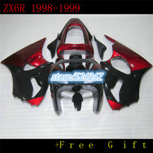 Gran oferta de ZX-6R 98-99 ZX 6R deporte kit de carenado para kawasaki Ninja ZX6R 1998-1999 Rojo Negro bicicleta deporte barato carenado de motocicleta 2024 - compra barato