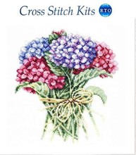 Colección de oro, Kit de punto de cruz Popular, ramo de hortensias, flores rojas, púrpuras y azules, rto 2024 - compra barato