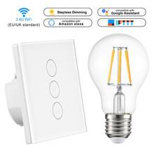 US/EU Standard Smart Light Dimmer In Wall Touch Control WiFi Light Switch Work With Alexa Google Assistant 100V-240V