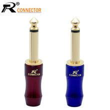 1pair/2pcs New arrival copper Jack 6.35 Gold-plated Audio Plug Connector 6.35mm MONO Plug Assembly Microphone Connector blue&red 2024 - buy cheap