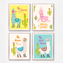 Cartoon Llama With Cactus Canvas Painting Nursery Decor Cute Animal Alpaca Prints and Posters Picture Baby Room Wall Art Decor 2024 - buy cheap