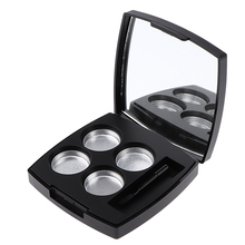 Black Empty Makeup Eyeshadow Pressed Powder Container Case 4 Round Aluminum Pans Palette with Mirror and Brush 2024 - buy cheap