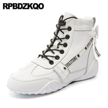 Botas femininas impermeáveis e casuais para outono, sapatos quentes com cadarço, branco, resistente à água, sem salto, bota de cano curto, tamanhos 34, novo, 2021 2024 - compre barato