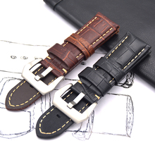 Handmade Retro 22mm 24mm Leather Watch Strap Watch Band Man Watch Straps Brown black with Stainless Steel Buckle Wristwatch Belt 2024 - buy cheap