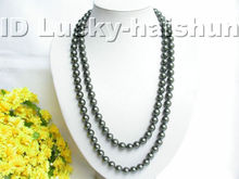 Collar de perlas de concha de mar, joyería de venta, 50 ", 10mm, redondo, negro tahitiano, j3452 2024 - compra barato
