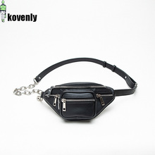 Women Crossbod Bag Mini Zipper Shoulder Bags Street Style Waist Bag Fashion Casual Zipper Pouch Black Travel Chain Belt Bag B175 2024 - buy cheap