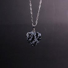 Colgantes de corazón de 20mm para fabricación de joyas, 50 piezas, piedra Natural mixta, copo de nieve, obsidiana, venta al por mayor 2024 - compra barato