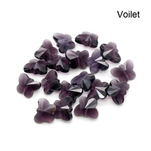 50 unids/lote 12x14mm cuentas de cristal de mariposa violeta cuentas de encanto de cristal lindo para joyería que hace el Favor de la pulsera artesanal cuentas DIY 2024 - compra barato