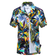 Camisa havaiana masculina casual, camisa masculina estampada para praia, manga curta 2024 - compre barato