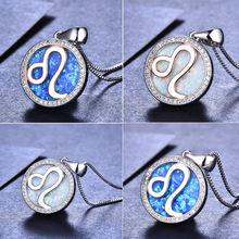 Cute Female White Blue Opal Stone Pendant Necklace Silver Color Necklaces For Women Boho Fashion Leo Wedding Jewelry 2024 - buy cheap