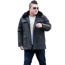 Parque de inverno quente jaqueta masculina moda casual jaqueta masculina com capuz com destacável grande gola de pele casaco tamanho grande XL-10XL 2024 - compre barato