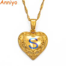 Anniyo Heart A-Z Initial Pendant Necklaces With Blue Print English Alphabet Letters Necklaces Marshall Hawaii Jewelry #214506 2024 - buy cheap