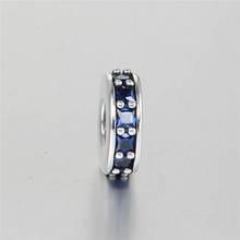 Novo 925 prata esterlina charme abstrato prata espaçador com azul real cristal encantos adequado para a marca estilo charme pulseiras 2024 - compre barato