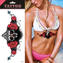 1 шт. красно-черная наклейка-тату в виде зверя, цветочный дизайн, тату, наклейка, временная татуировка, боди-арт, тату 2024 - купить недорого