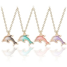 Exquisite Fashion Cute Dolphin Necklace Jewelry Gold Alloy Pendant Pendant Beautiful Cartoon Accessories Necklace 2024 - buy cheap