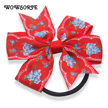 Wowsorie Headband Girls Hair Accessories Rib Ribbon Printing Dovetail Bow Tie Hair Rope Children Elastic Ring Hoop Hair Bands 2024 - buy cheap