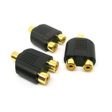 50pcs Gold Plated black RCA female jack to dual RCA female jack Y Splitter Audio Adapter connector 2024 - buy cheap