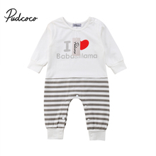 2019 Newborn Baby Kids Boys Girls Striped Love Mama One-piece Romper Jumpsuit Outfits Clothes 2024 - buy cheap