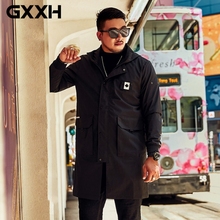 GXXH, novedad de 2020, gabardina de otoño para hombre, ropa de marca a la moda, abrigo largo para hombre de alta calidad, sobretodo con capucha para hombre de gran tamaño 2024 - compra barato