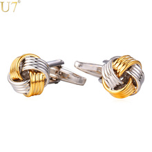 U7 Brand New Cufflinks For Mens Two Tone Gold Color Fashion Jewelry Trendy Men Suit Style Cuff links Gift C023 2024 - buy cheap