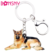 Bonsny Acrylic German Shepherd Dog Key Chain Keychains Rings Novelty Novelty Animal Jewelry For Women Girls Bag Car Charms Gifts 2024 - buy cheap