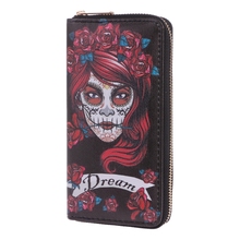 THINKTHENDO Vintage Women Skull Wallet Phone Case Clutch Purse Lady Long Handbag Card Holder 19x10x2cm 2024 - buy cheap