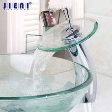 JIENI-grifo de agua de latón cromado, grifo de cascada de vidrio templado transparente, grifo de lavabo de baño, grifo mezclador 2024 - compra barato