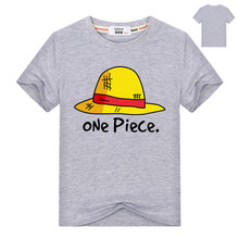 Summer Print Luffy Yellow Straw Hat One Piece T Shirt Kids 100% Cotton O-Neck Short Sleeve Tee Shirt Boys Summer Tops 2024 - buy cheap