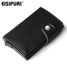 Men Genuine leather Aluminum Wallet With Back Pocket ID Card Holder RFID Blocking Mini Slim Metal Wallet Pop up Credit Card 2024 - buy cheap