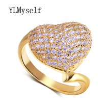 Lote de anillos de corazón de amor para niña, joyería romántica en oro/blanco, cristal de circonia cúbica transparente AAA, anillos de regalo para niña 2024 - compra barato