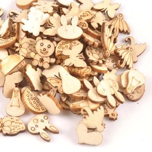 Decoración de madera con patrón de dibujos animados, adornos de madera Natural hechos a mano para manualidades DIY para álbumes de recortes, 100 Uds., 15mm, m1759 2024 - compra barato