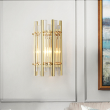 Aplique de pared de tubo dorado para habitación de Hotel, lámpara de pared de vidrio de lujo para sala de estar, iluminación interior, lámpara de pared de habitación para invitados 2024 - compra barato