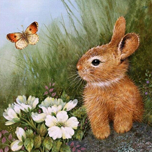 Rabbit & flower, diamond painting 3d pictures kits, cross stitch diamond embroidery, flowers Crafts sticker diamond mosaic ZY115 2024 - buy cheap