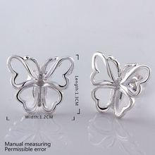 Venta al por mayor, bañado en plata pendientes joyería de moda plateada mariposa stud pendientes para las mujeres 2024 - compra barato