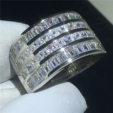 Vintage magnífico anel de prata cor promessa aaaaa zircon cz noivado casamento anéis de banda para mulher masculino dedo jóias 2024 - compre barato