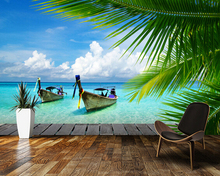 Custom photo Wallcover,Tropical Sea View 3D landscape murals for living room TV backdrop wall papel de parede 2024 - buy cheap